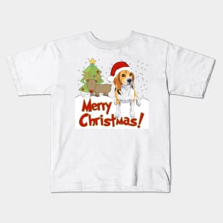 Merry Christmas Beagle Dog! Kids T-Shirt